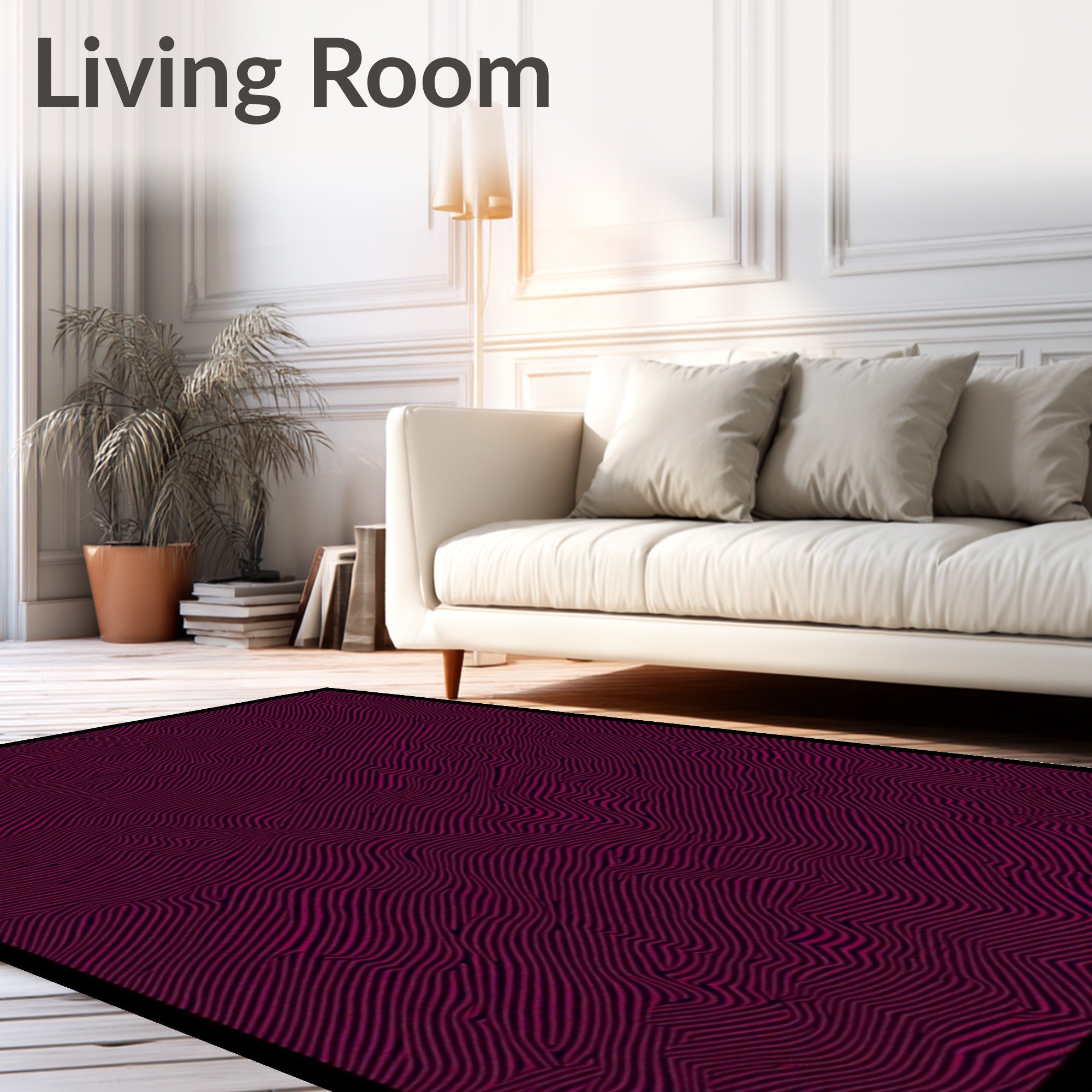 Wavy Pink Black Abstract Pattern Rug