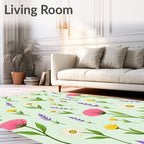 Whimsical Floral Garden Pattern Design Rug