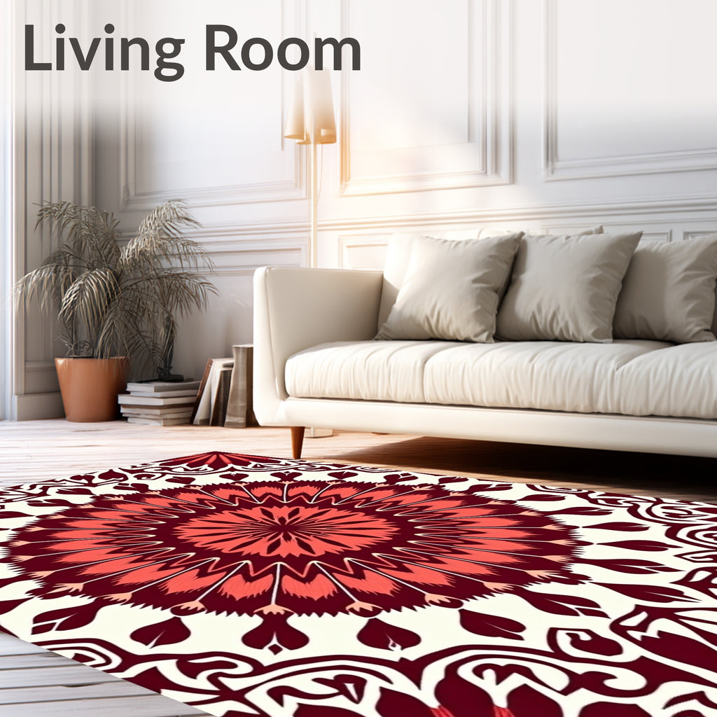 Ornate Floral Mandala Pattern Rug