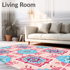 Vintage Floral Medallion Pink Rug