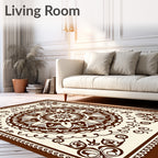 Ornate Coffee Mandala Pattern Rug