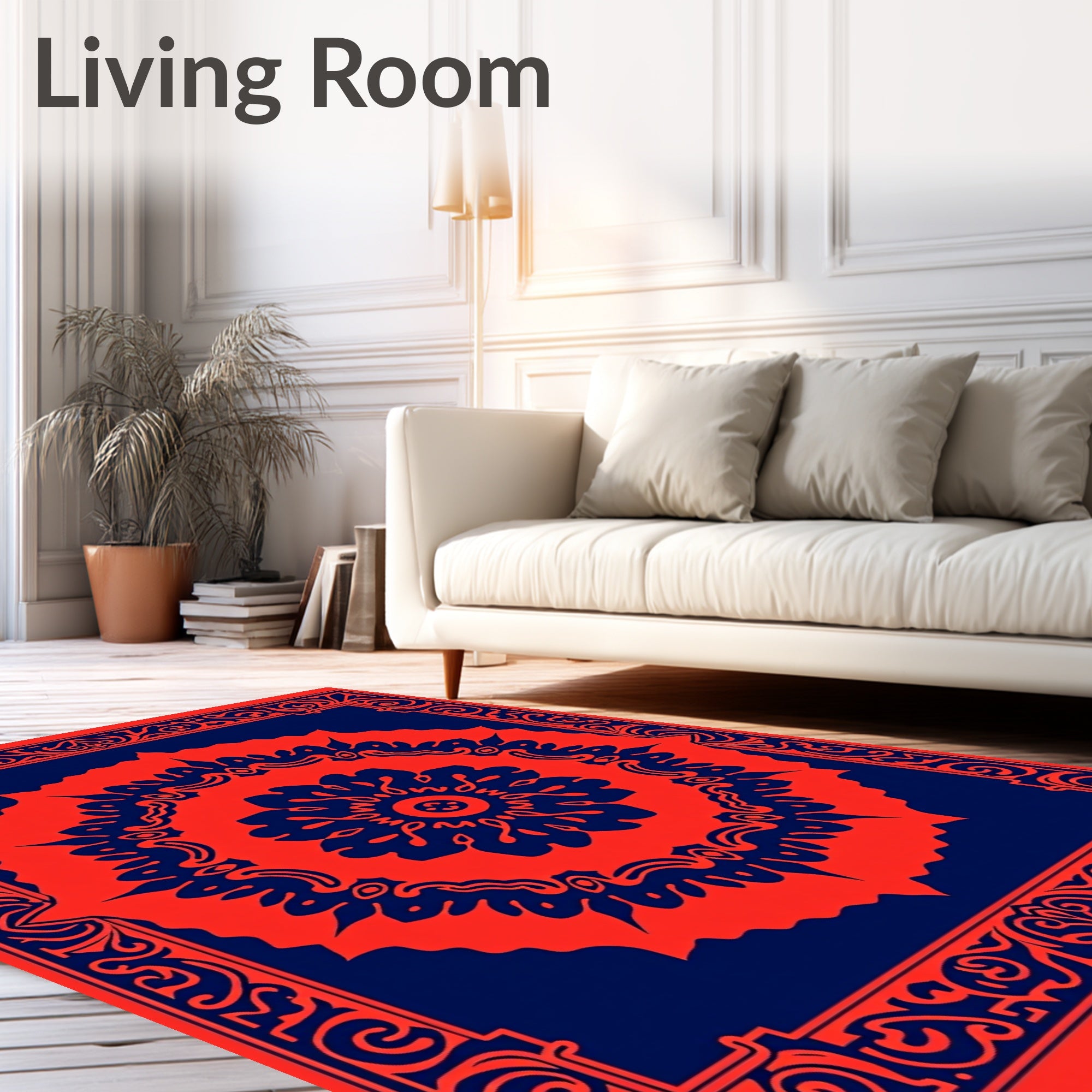 Bold Floral Mandala With Border Design Rug