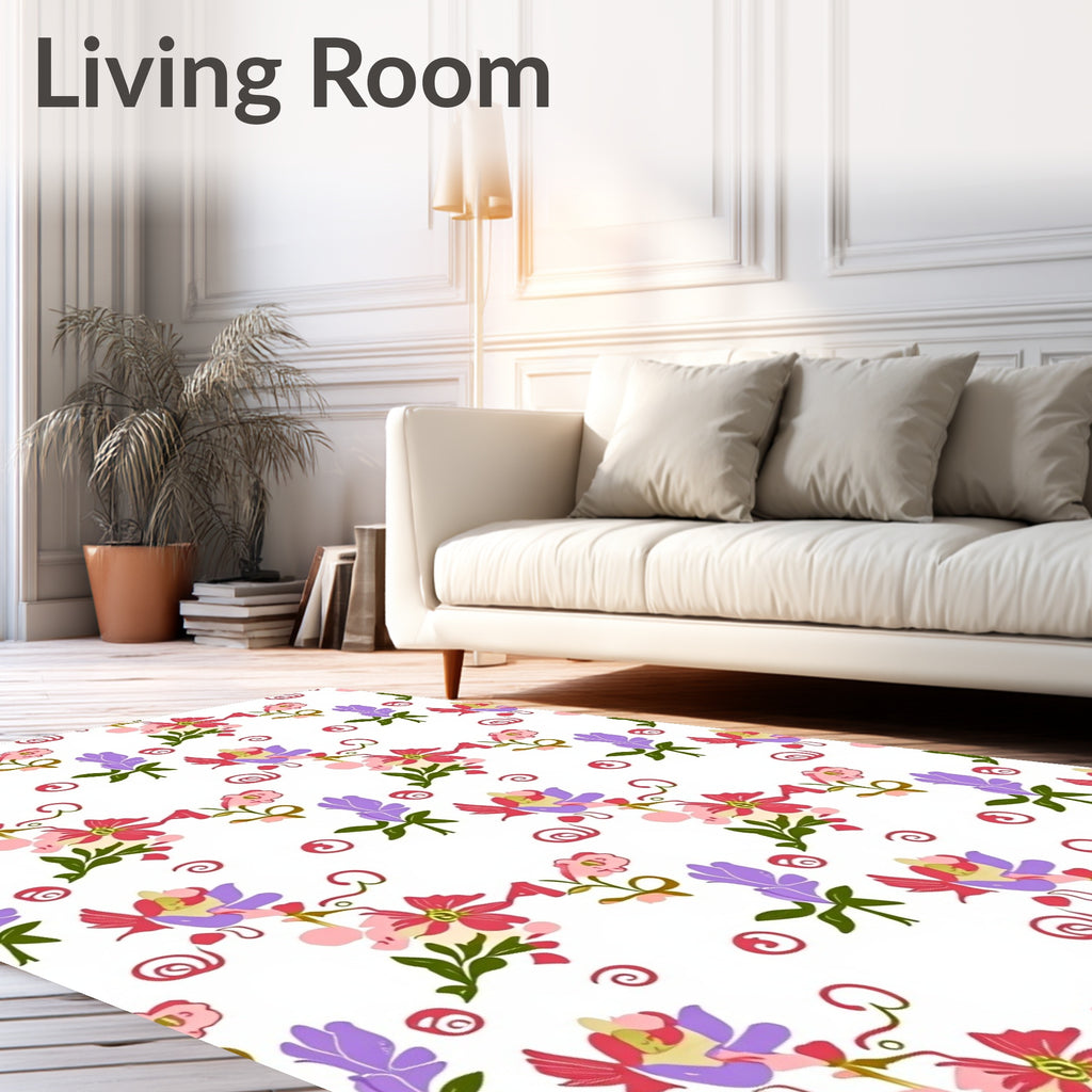 Whimsical Floral Pattern with Swirl Accents Rug