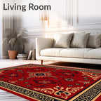 Grand Floral Scrollwork Red Rug