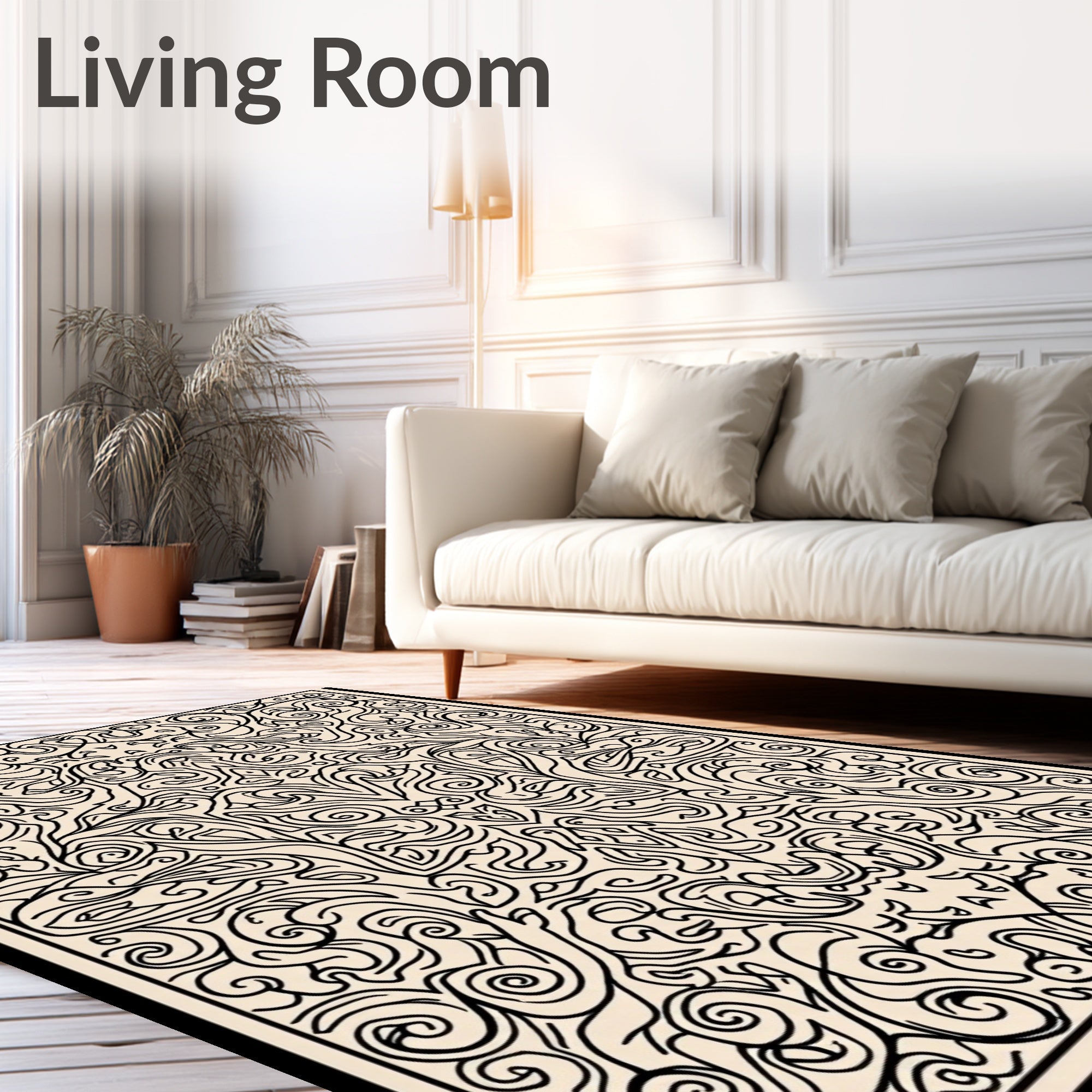 Intricate Swirls Botanical Art Nouveau Rug