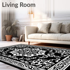 Monochromatic Floral Scrollwork Lace Design Rug