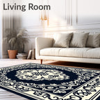 Classic Floral Medallion Border Design Rug