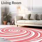 Red and White Swirl Pattern Area Rug
