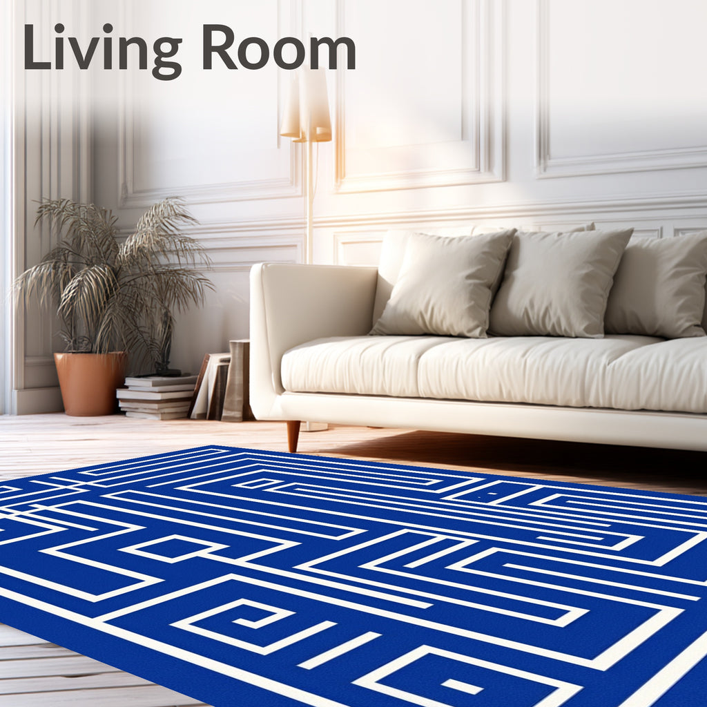 Modern Abstract Geometric Maze Design Rug