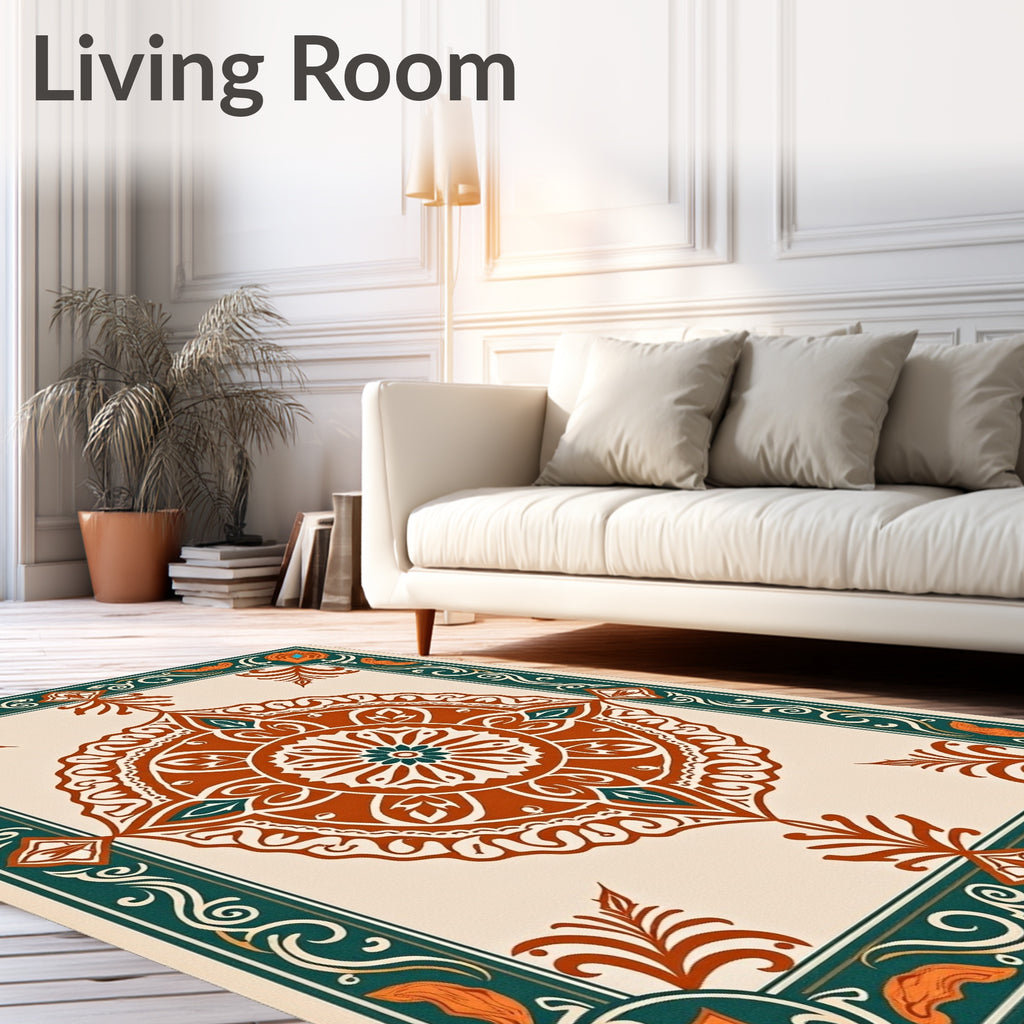 Intricate Floral Medallion Artwork Rug