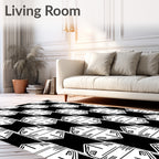 Sharp Black White Graphic Geometric Pattern Rug