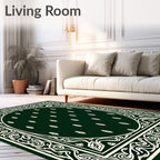 Dark Green Ornamental Pattern Rug