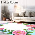 Pink Floral Border Design Rug