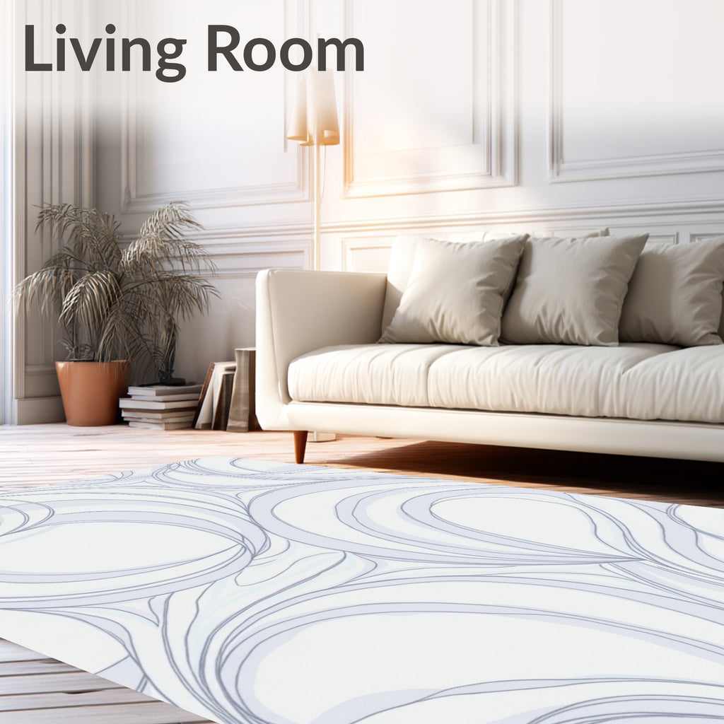 Abstract Swirls Light Blue Pattern Rug