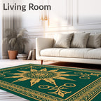 Elegant Gold Floral Sunburst Design Rug