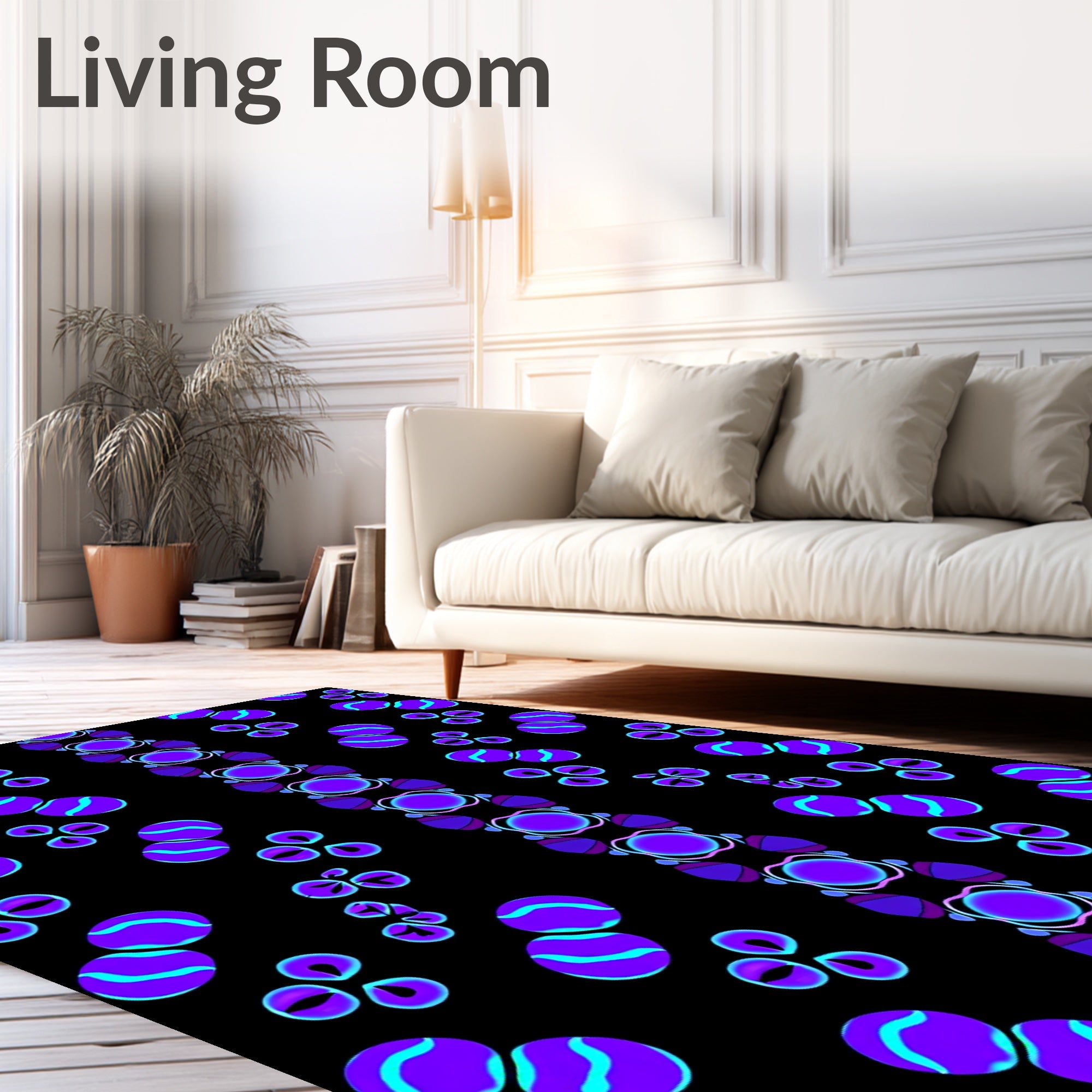 Groovy Purple Blue Orb Pattern Rug