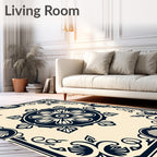 Classic Floral Scroll Border Pattern Rug