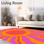Groovy Sunburst With Vibrant Waves Rug