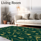 Golden Christmas Trees Garland Rug