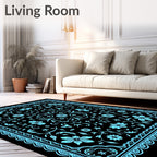 Sky Blue Floral and Vine Design Rug
