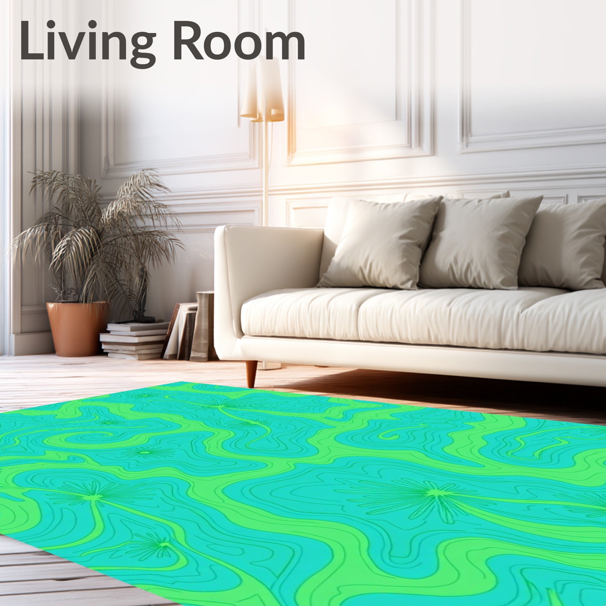 Retro Swirl Daisy Pattern Design Rug