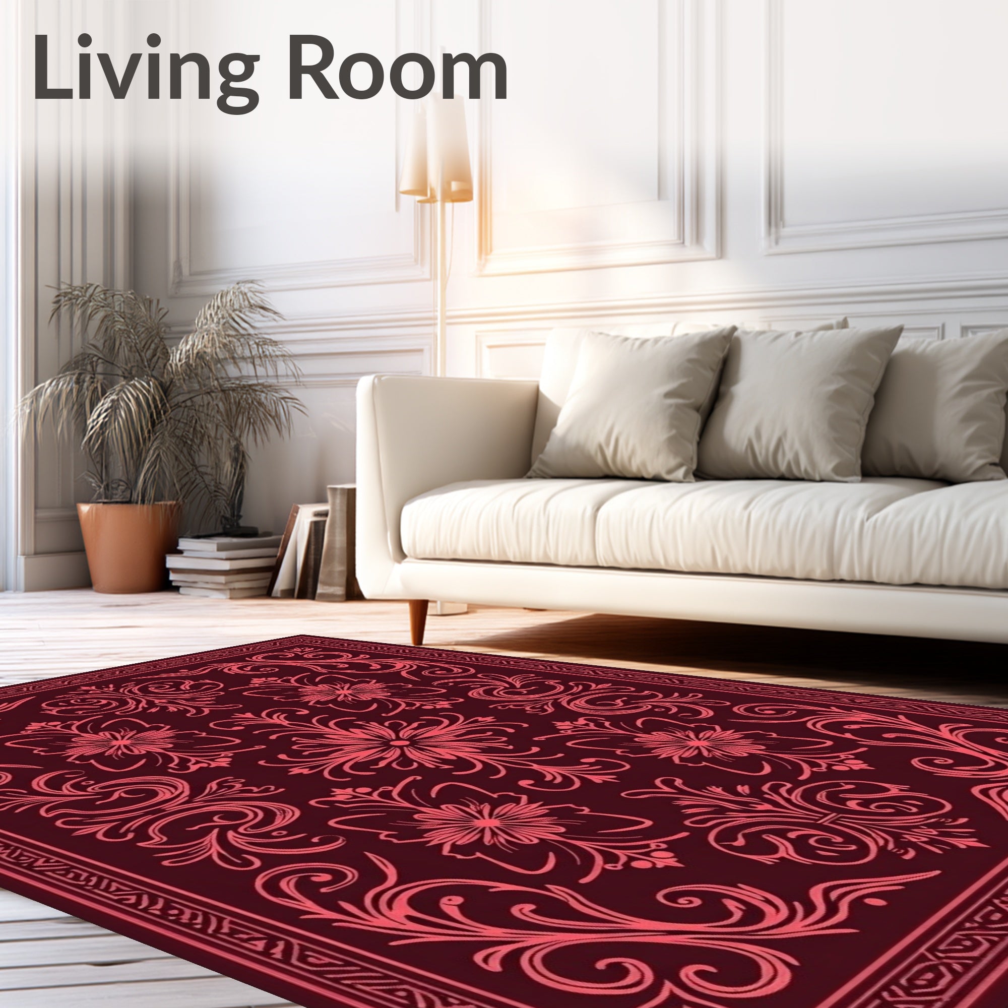 Ornate Floral Vine Pattern Rug