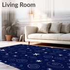 Celestial Swirls Stars Pattern Rug