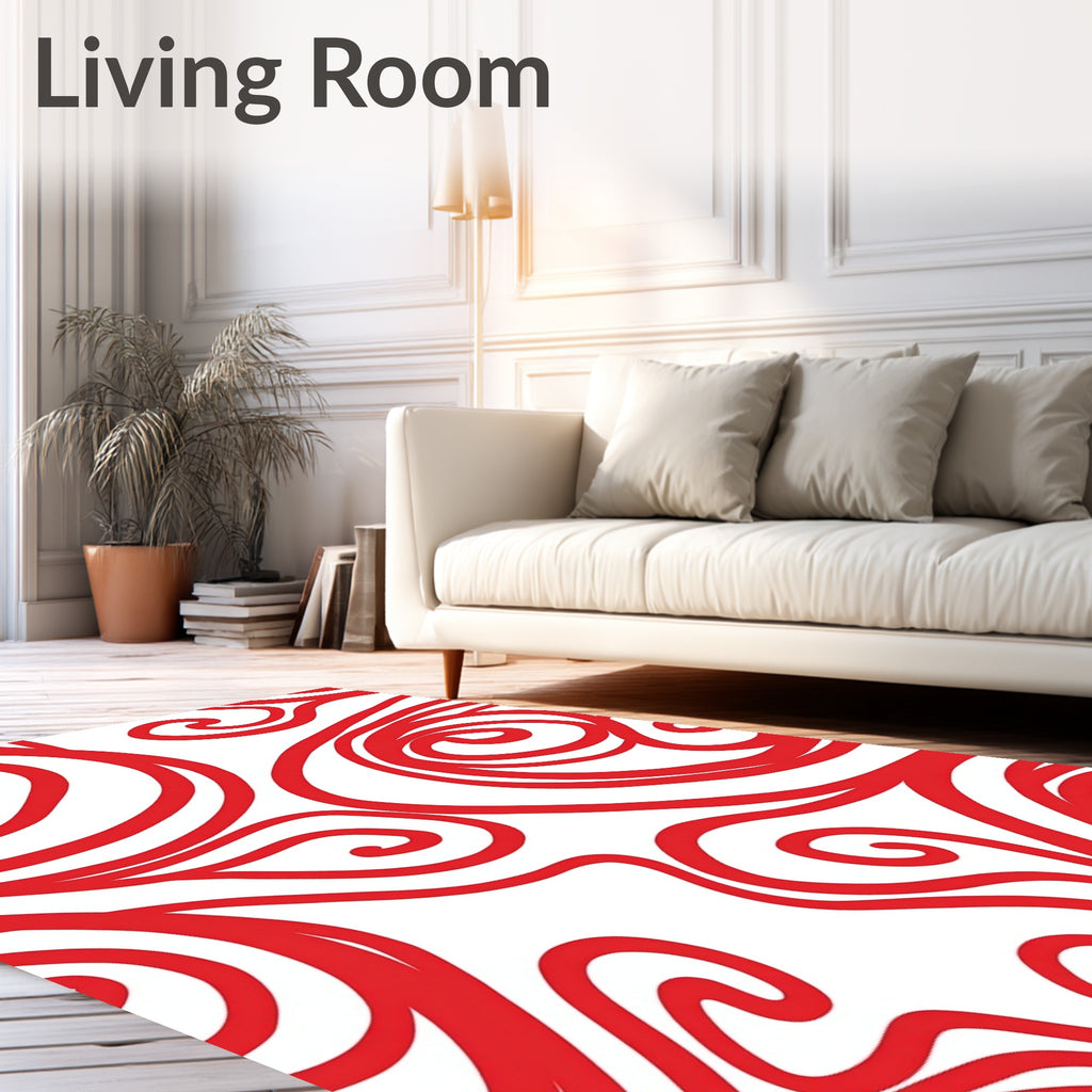 Bold Red Swirl Abstract Pattern Rug