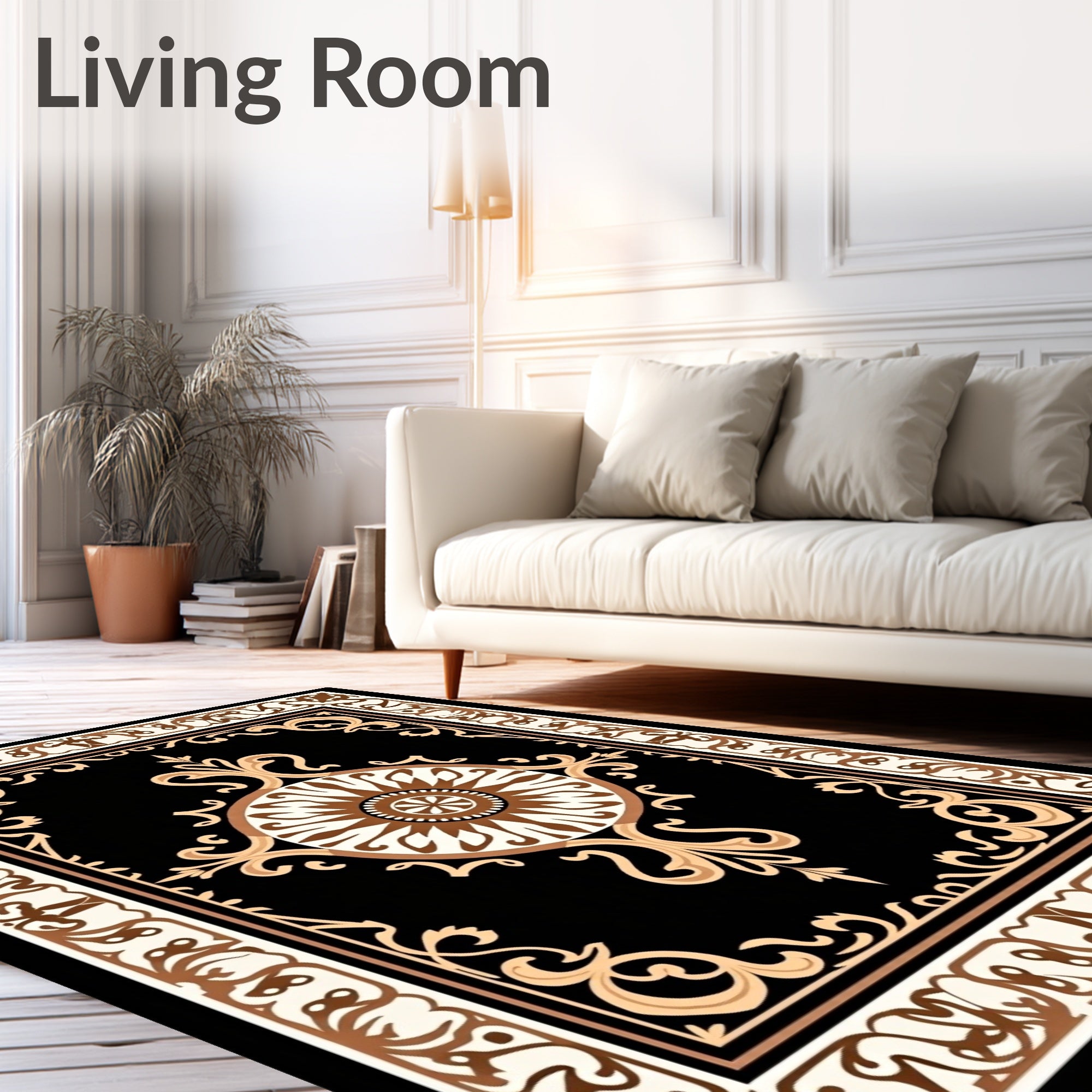 Ornate Scrollwork And Floral Motif Rug