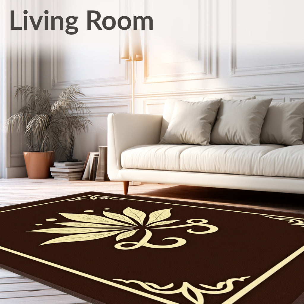 Elegant Floral Centerpiece Border Rug
