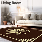 Elegant Floral Centerpiece Border Rug