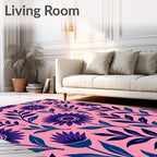 Bold Floral Abstract Pink Indigo Rug