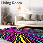 Vibrant Pink Cyan Yellow Swirl Pattern Rug