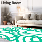 Abstract Teal Swirls Pattern Rug