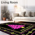 Pink Christmas Tree Geometric Border Rug