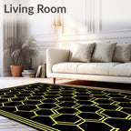 Modern Yellow Hexagon Geometric Pattern Rug