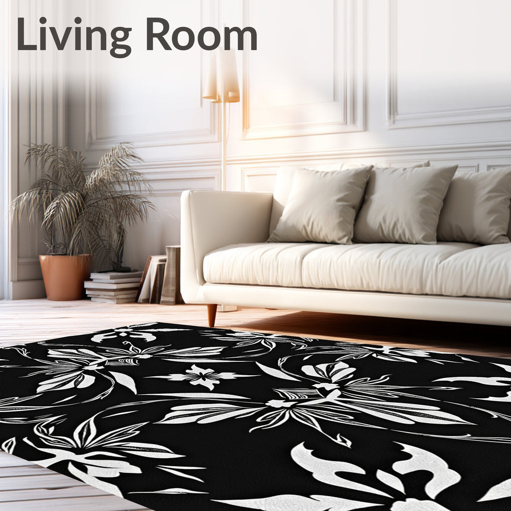 Monochromatic Floral Swirl Pattern Design Rug