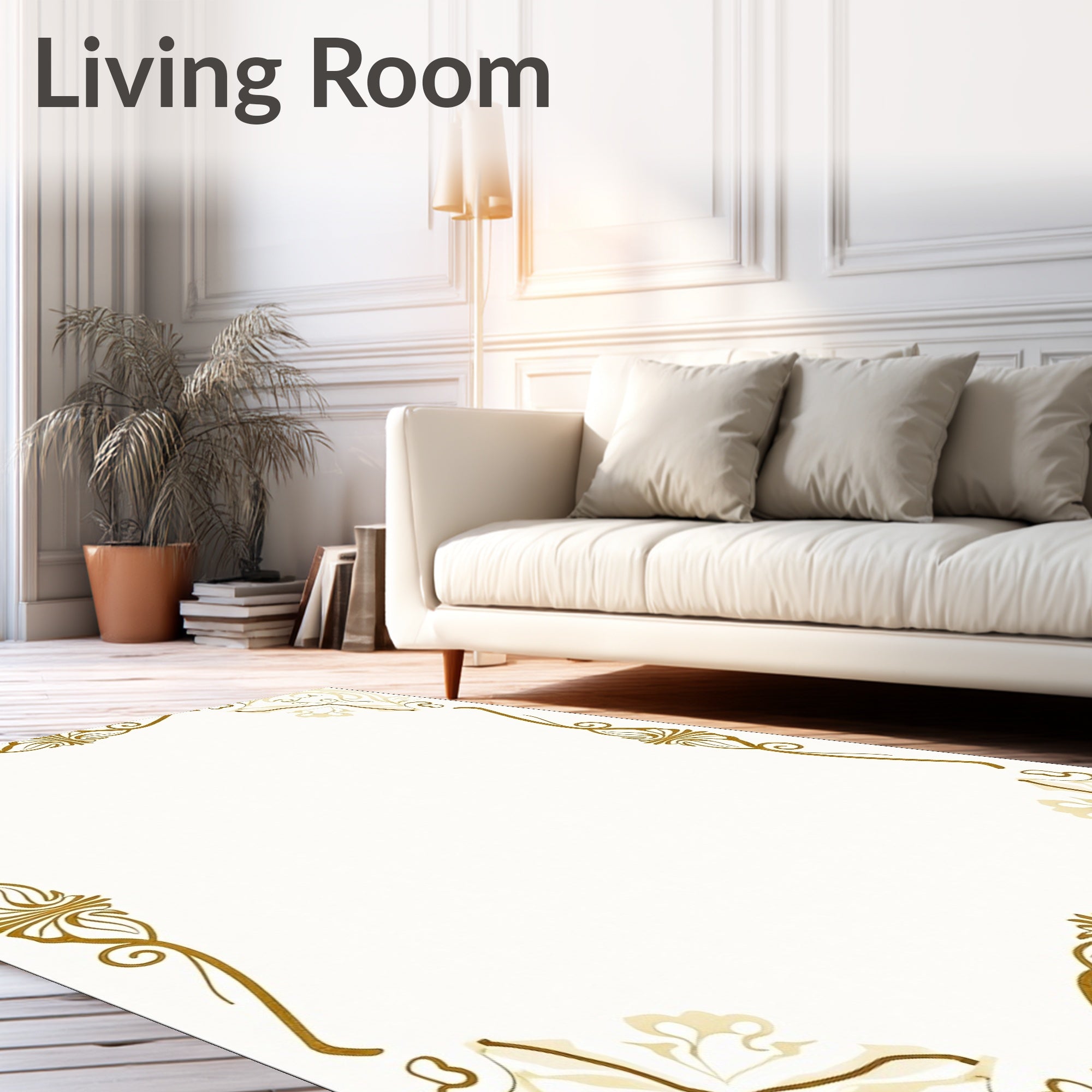 Elegant Floral Border Design Rug
