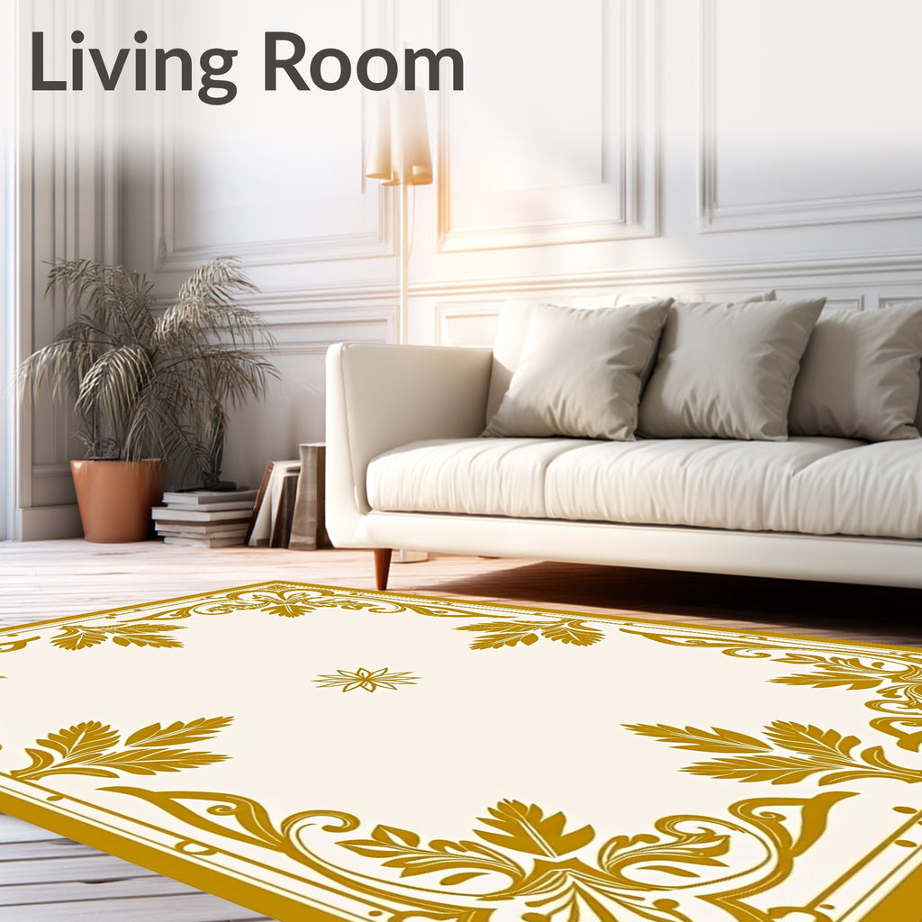 Golden Floral Vintage Border Design Rug
