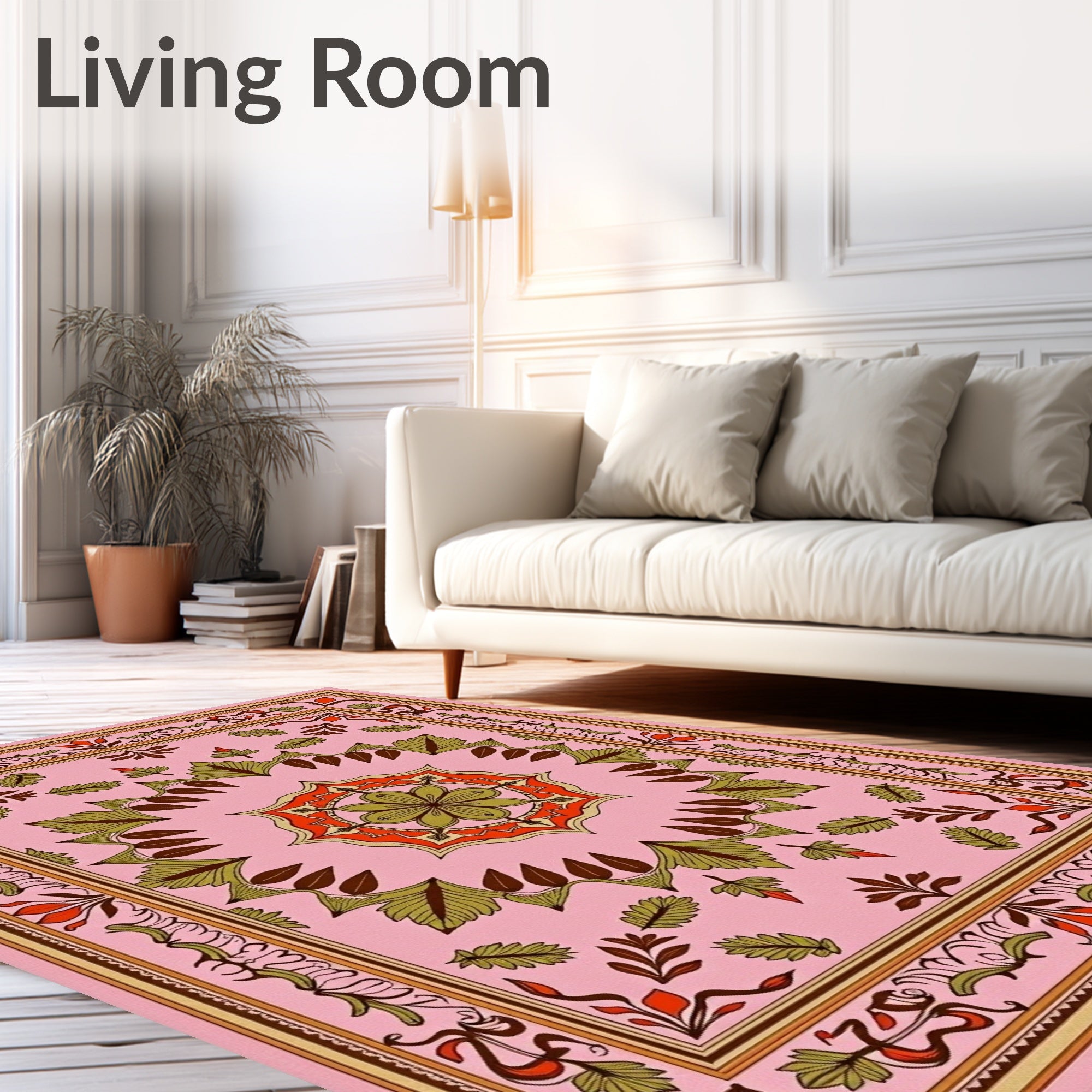 Ornate Floral Mandala Pink Rug