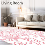 Pink Swirl Floral Pattern Rug