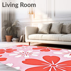 Pink Petal Flower Pattern Rug