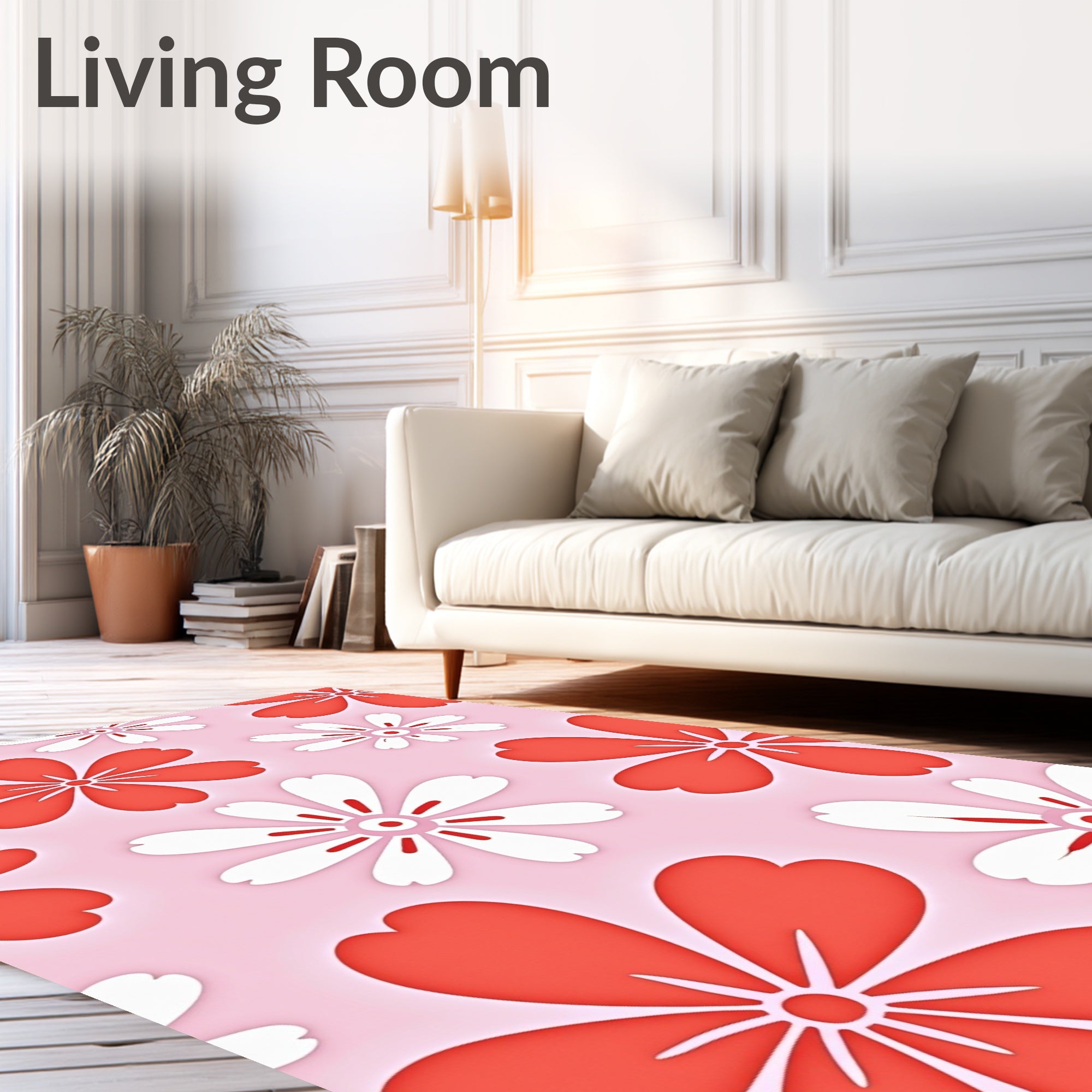 Pink Petal Flower Pattern Rug