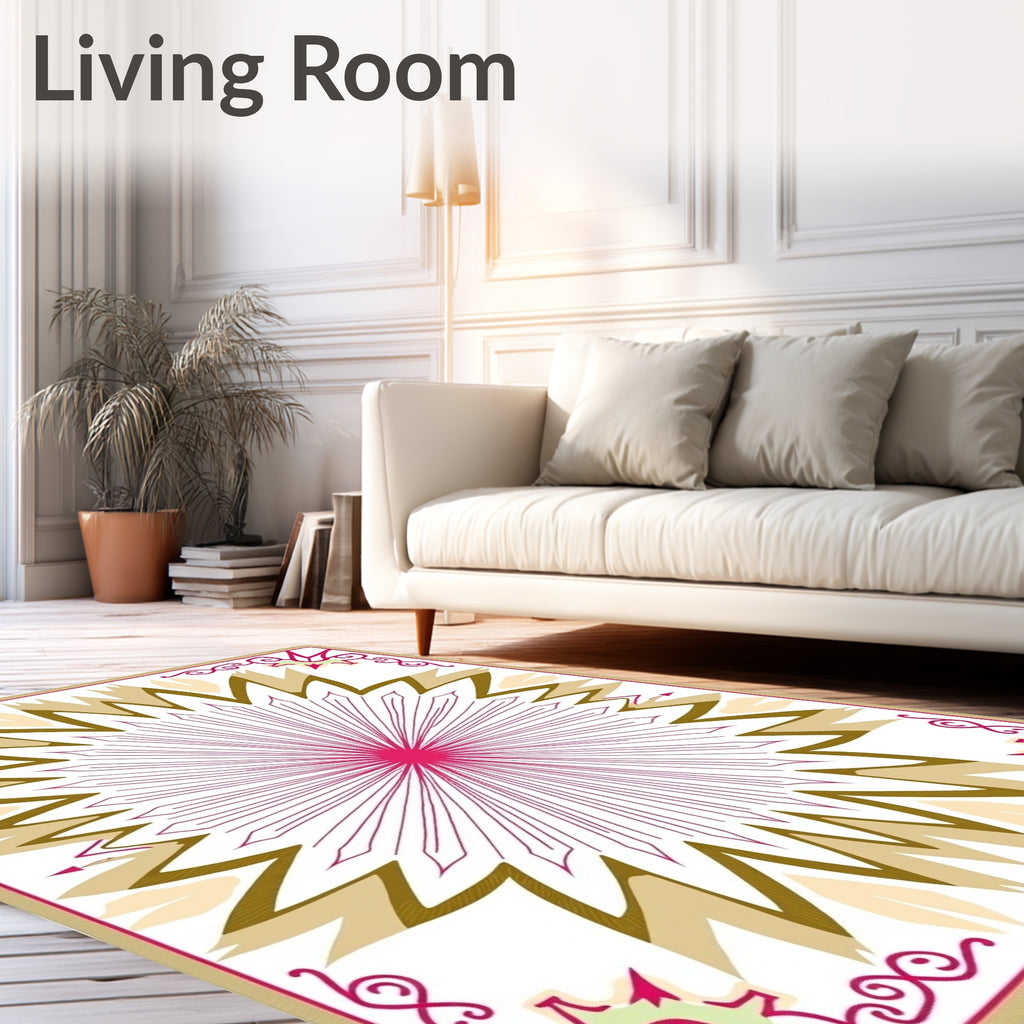 Radial Starburst Pattern with Whimsical Corners Rug