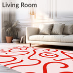 Red Swirls Abstract Pattern Rug