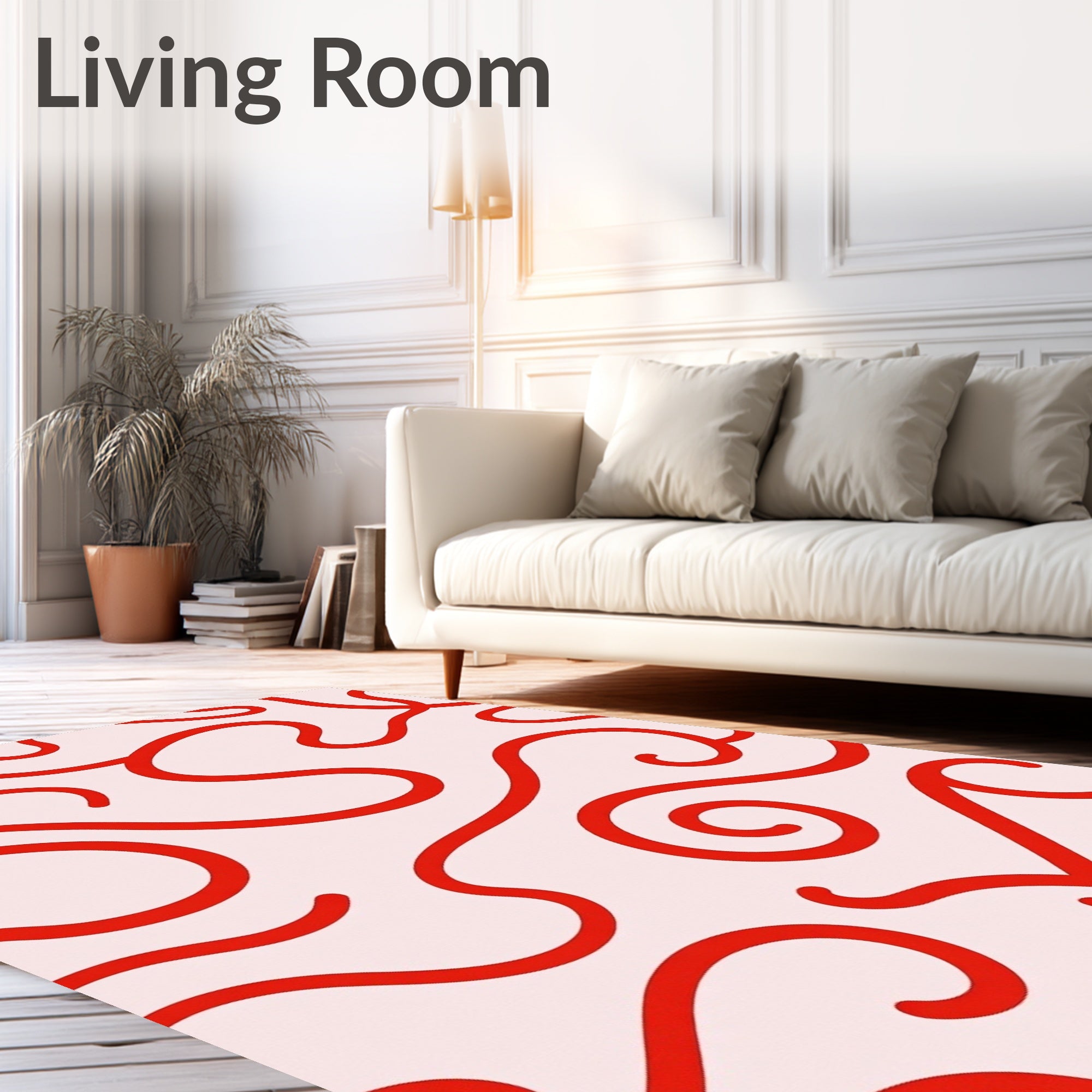 Red Swirls Abstract Pattern Rug