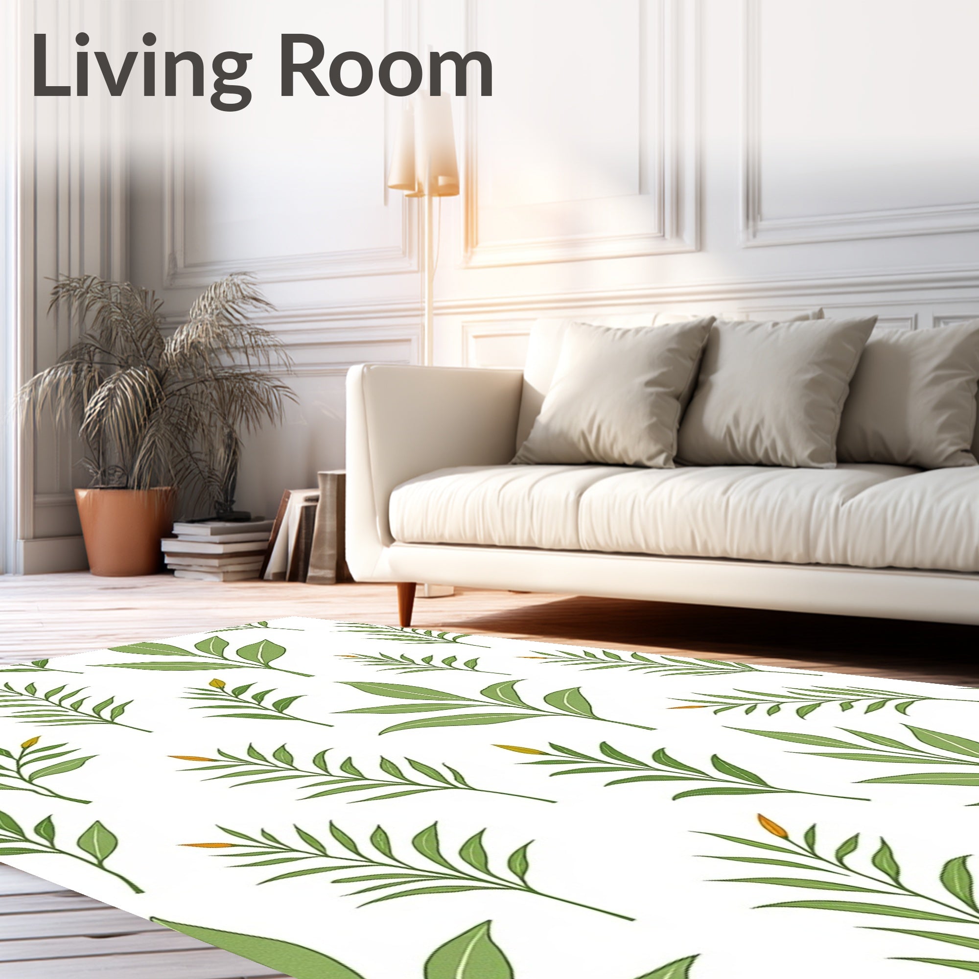 Green Leafy Botanical Pattern Rug