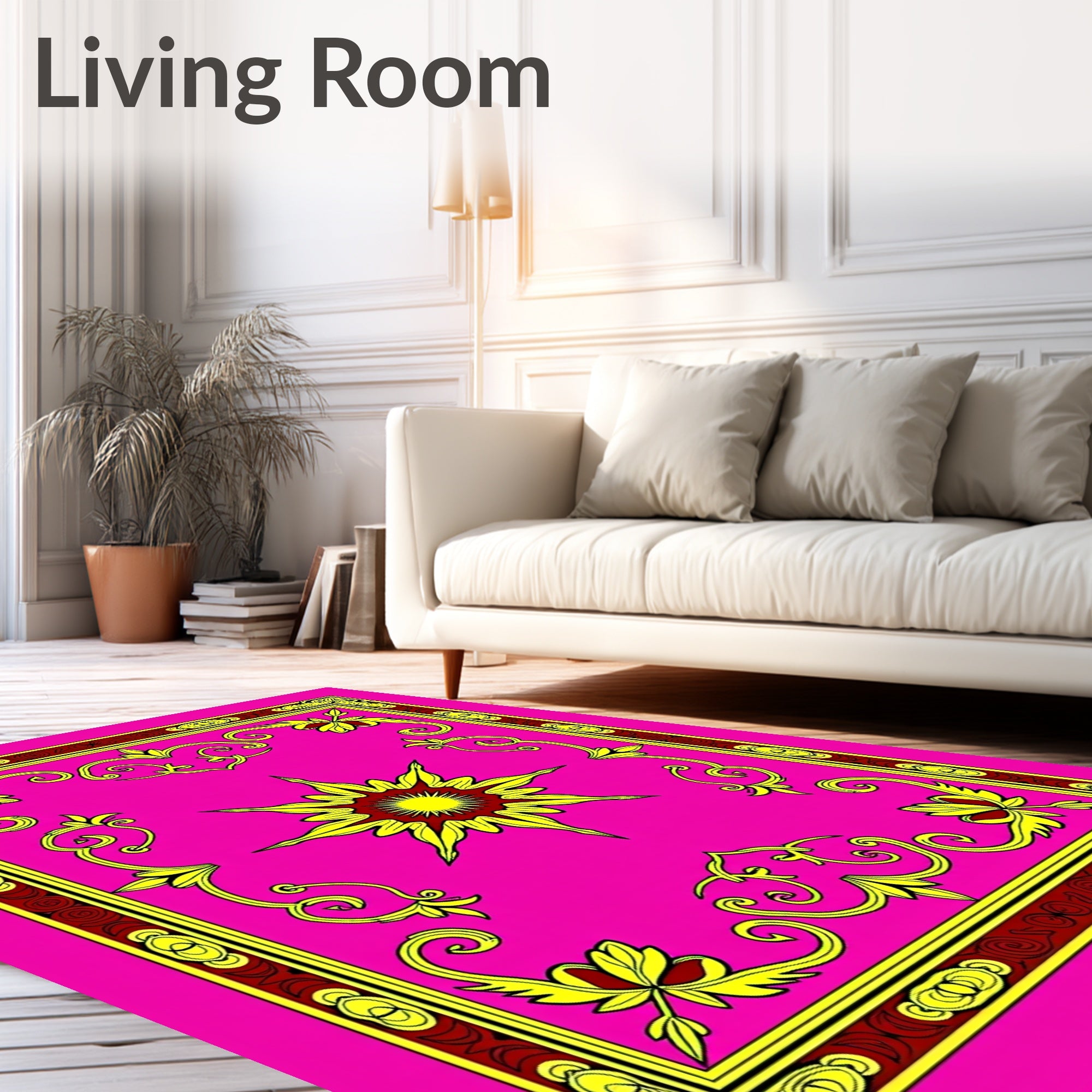 Ornate Sun Floral Pink Rug