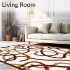 Brown Tan Swirl Abstract Pattern Rug