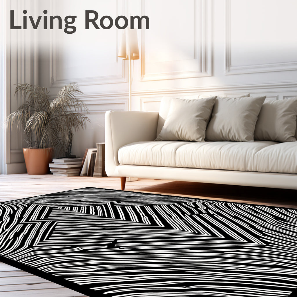 Abstract Striped Geometric Pattern Rug